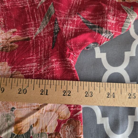 Tommy Bahama Shirt Mens Medium Red Silk Hawaiian Aloha Floral Tropical Camp - Picture 12 of 13